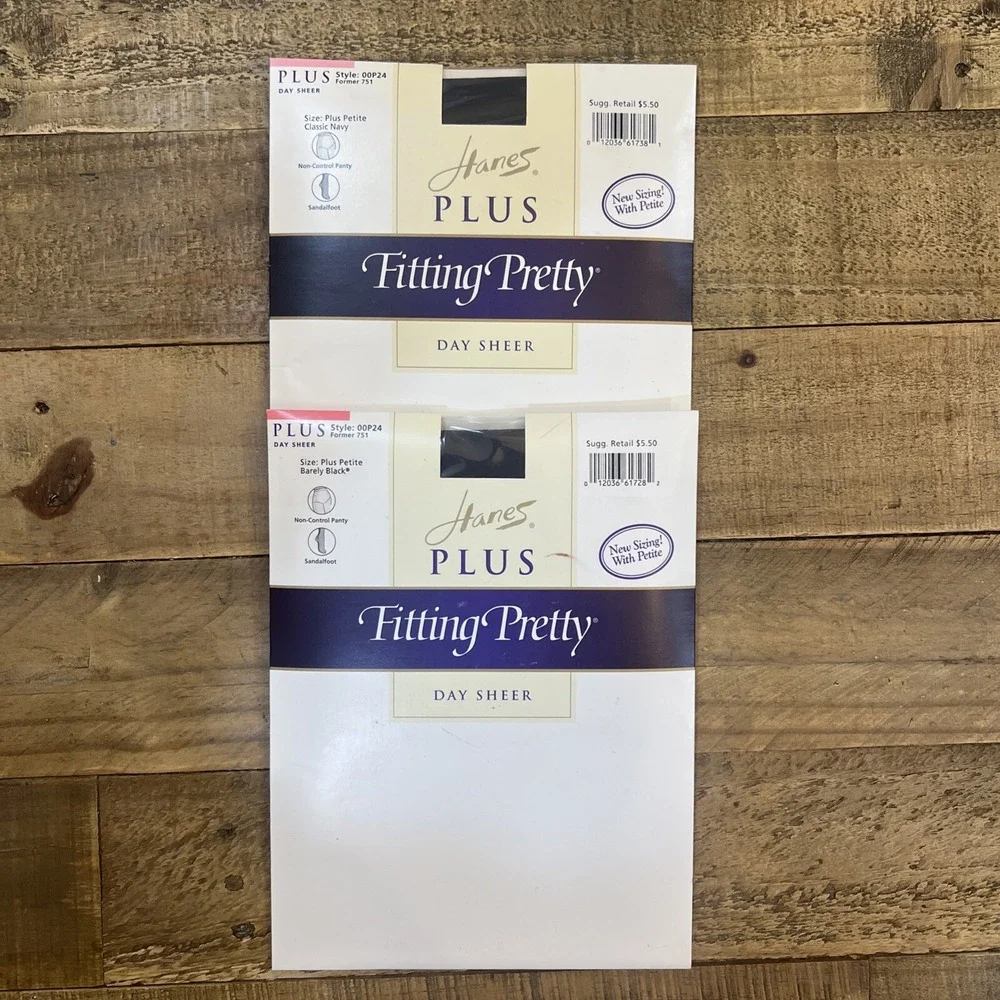 Hanes Plus Fitting Pretty Pantyhose Day Sheer Size Plus Petite Barely Black Navy